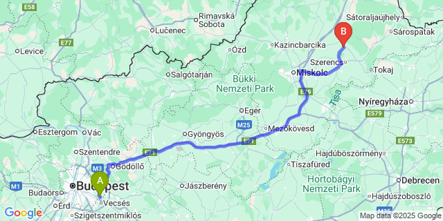 Map: Budapest Airport (BUD), Ferihegy, Liszt Ferenc to Golop