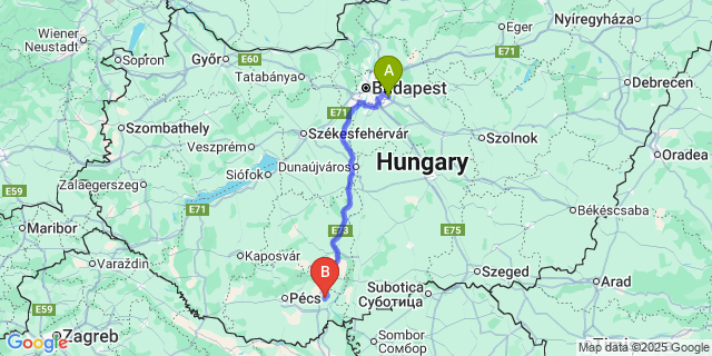 Map: Budapest Airport (BUD), Ferihegy, Liszt Ferenc to Görcsönydoboka