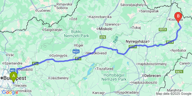 Map: Budapest Airport (BUD), Ferihegy, Liszt Ferenc to Gyüre