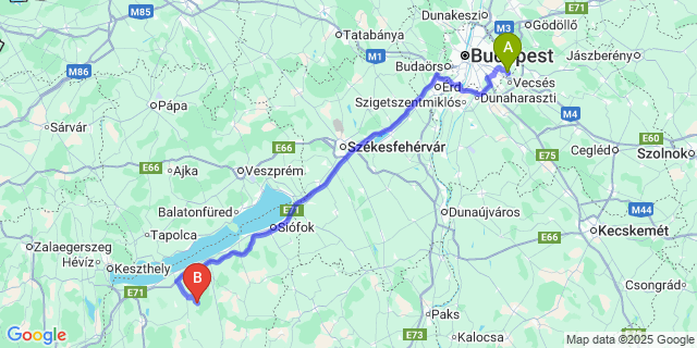Map: Budapest Airport (BUD), Ferihegy, Liszt Ferenc to Hács