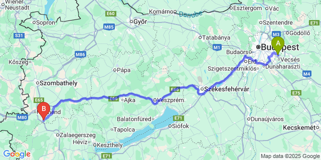 Map: Budapest Airport (BUD), Ferihegy, Liszt Ferenc to Halastó