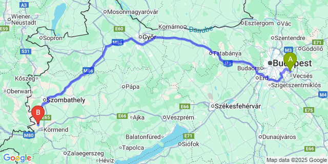Map: Budapest Airport (BUD), Ferihegy, Liszt Ferenc to Harasztifalu