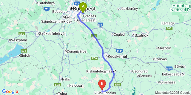 Map: Budapest Airport (BUD), Ferihegy, Liszt Ferenc to Harkakötöny