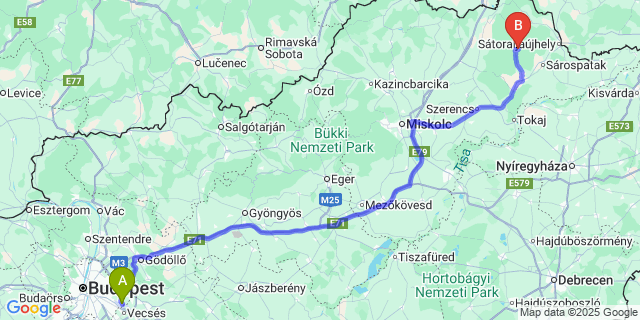 Map: Budapest Airport (BUD), Ferihegy, Liszt Ferenc to Háromhuta