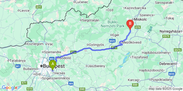 Map: Budapest Airport (BUD), Ferihegy, Liszt Ferenc to Harsány