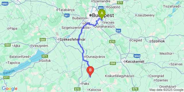 Map: Budapest Airport (BUD), Ferihegy, Liszt Ferenc to Harta