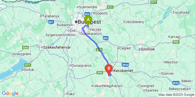 Map: Budapest Airport (BUD), Ferihegy, Liszt Ferenc to Helvécia