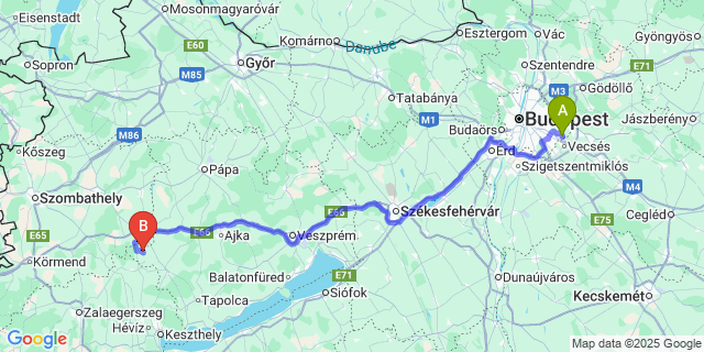 Map: Budapest Airport (BUD), Ferihegy, Liszt Ferenc to Hetyefő