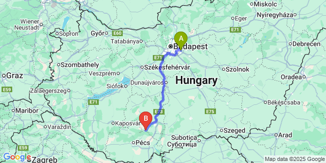 Map: Budapest Airport (BUD), Ferihegy, Liszt Ferenc to Hidas