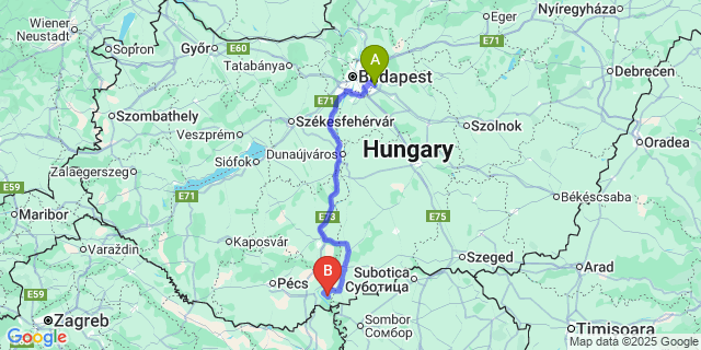 Map: Budapest Airport (BUD), Ferihegy, Liszt Ferenc to Homorúd