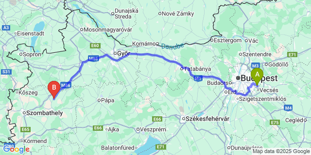 Map: Budapest Airport (BUD), Ferihegy, Liszt Ferenc to Jákfa