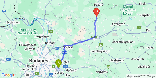 Map: Budapest Airport (BUD), Ferihegy, Liszt Ferenc to Jobbágyi