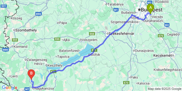 Map: Budapest Airport (BUD), Ferihegy, Liszt Ferenc to Kacorlak