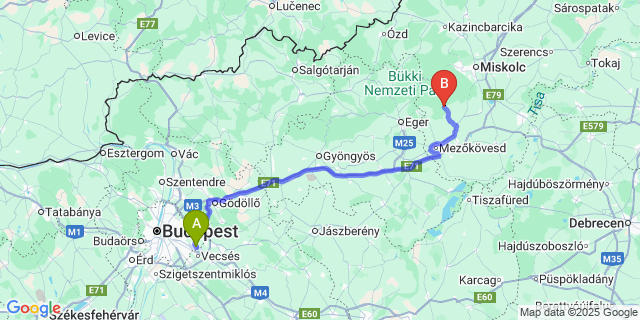 Map: Budapest Airport (BUD), Ferihegy, Liszt Ferenc to Kács