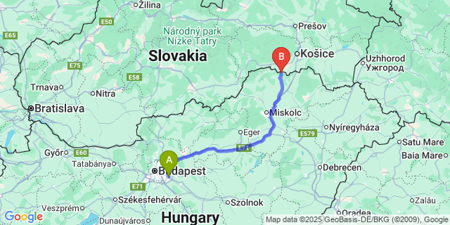 Map: Budapest Airport (BUD), Ferihegy, Liszt Ferenc to Kány