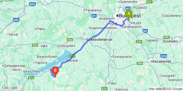 Map: Budapest Airport (BUD), Ferihegy, Liszt Ferenc to Karád