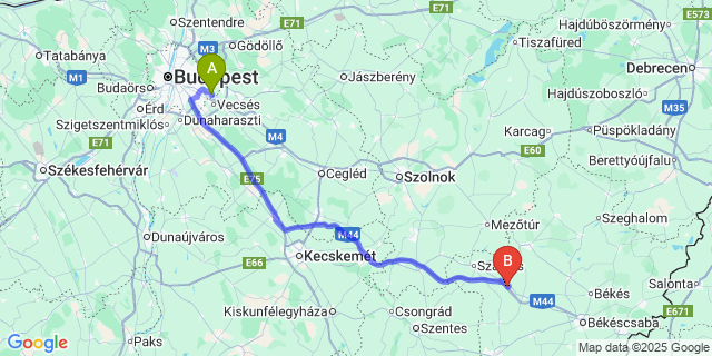 Map: Budapest Airport (BUD), Ferihegy, Liszt Ferenc to Kardos