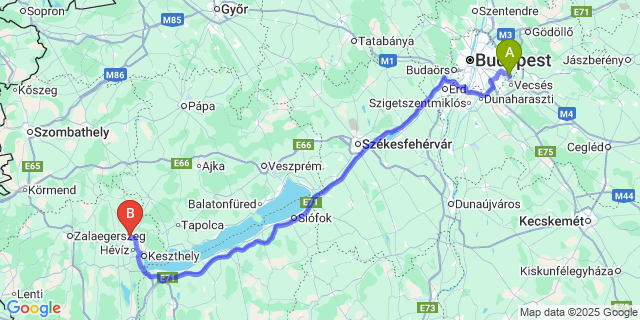 Map: Budapest Airport (BUD), Ferihegy, Liszt Ferenc to Karmacs