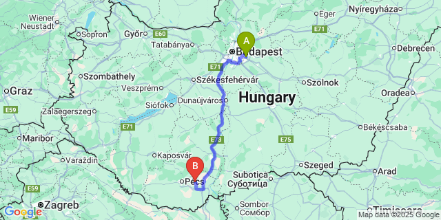 Map: Budapest Airport (BUD), Ferihegy, Liszt Ferenc to Kátoly