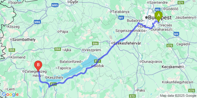 Map: Budapest Airport (BUD), Ferihegy, Liszt Ferenc to Kehidakustány