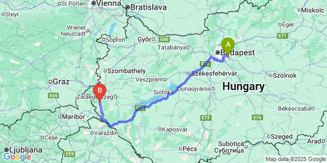 Map: Budapest Airport (BUD), Ferihegy, Liszt Ferenc to Kerkakutas