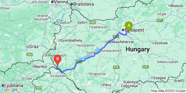 Map: Budapest Airport (BUD), Ferihegy, Liszt Ferenc to Kerkateskánd