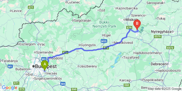 Map: Budapest Airport (BUD), Ferihegy, Liszt Ferenc to Kesznyéten