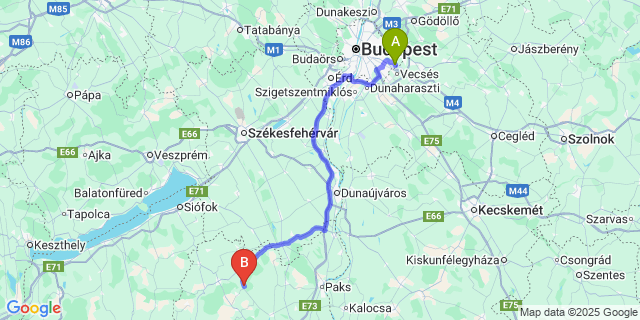 Map: Budapest Airport (BUD), Ferihegy, Liszt Ferenc to Keszőhidegkút