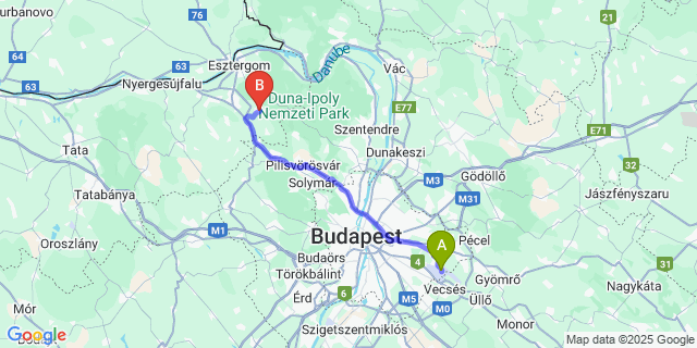 Map: Budapest Airport (BUD), Ferihegy, Liszt Ferenc to Kesztölc