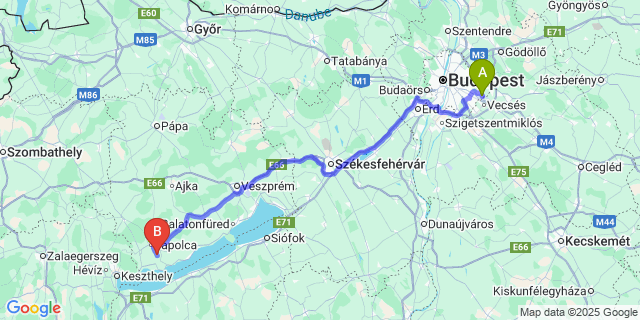 Map: Budapest Airport (BUD), Ferihegy, Liszt Ferenc to Kisapáti