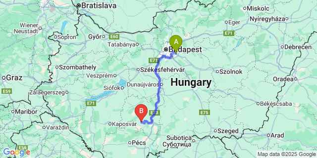 Map: Budapest Airport (BUD), Ferihegy, Liszt Ferenc to Kisdorog