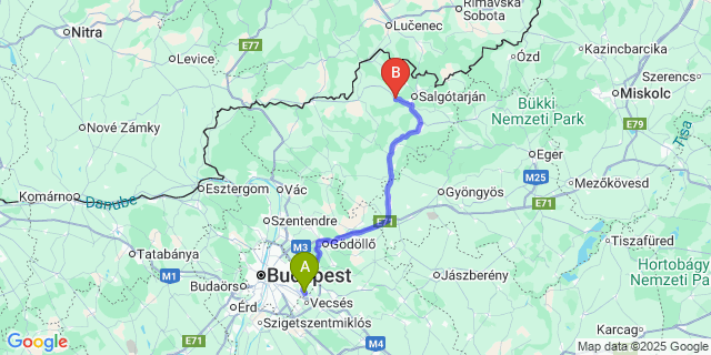 Map: Budapest Airport (BUD), Ferihegy, Liszt Ferenc to Kishartyán