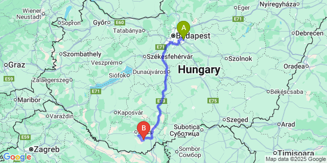 Map: Budapest Airport (BUD), Ferihegy, Liszt Ferenc to Kiskassa
