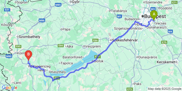 Map: Budapest Airport (BUD), Ferihegy, Liszt Ferenc to Kispáli
