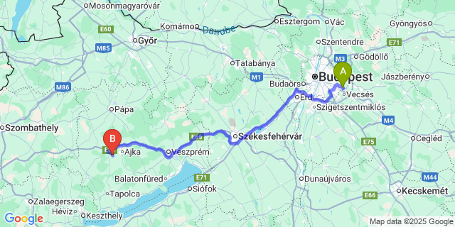 Map: Budapest Airport (BUD), Ferihegy, Liszt Ferenc to Kolontár