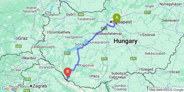 Map: Budapest Airport (BUD), Ferihegy, Liszt Ferenc to Komlósd