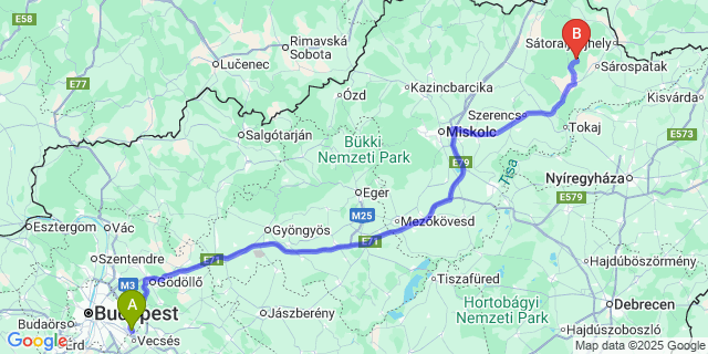 Map: Budapest Airport (BUD), Ferihegy, Liszt Ferenc to Komlóska