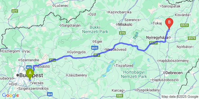 Map: Budapest Airport (BUD), Ferihegy, Liszt Ferenc to Kótaj