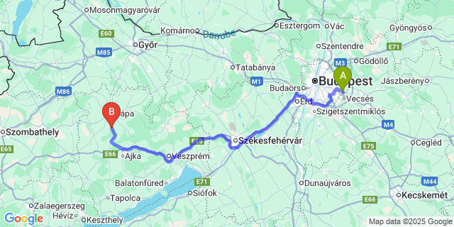 Map: Budapest Airport (BUD), Ferihegy, Liszt Ferenc to Kup