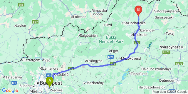 Map: Budapest Airport (BUD), Ferihegy, Liszt Ferenc to Kupa