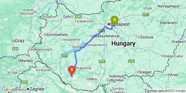 Map: Budapest Airport (BUD), Ferihegy, Liszt Ferenc to Lad