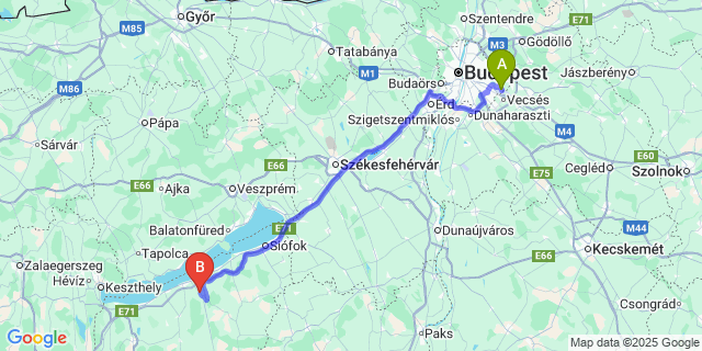 Map: Budapest Airport (BUD), Ferihegy, Liszt Ferenc to Látrány