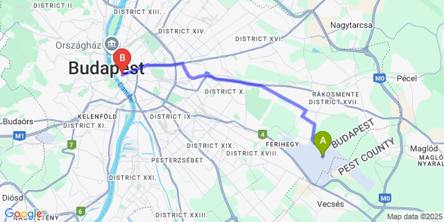 Map: Budapest Airport (BUD), Ferihegy, Liszt Ferenc to Leo Boutique Rooms - Adults Only