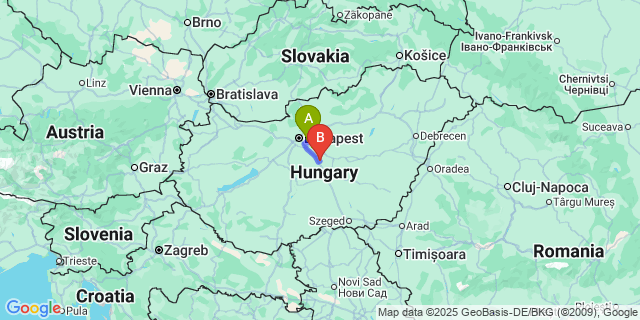Map: Budapest Airport (BUD), Ferihegy, Liszt Ferenc to Licsihaxaq