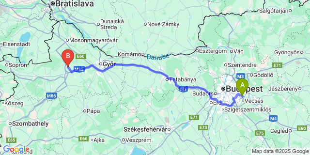 Map: Budapest Airport (BUD), Ferihegy, Liszt Ferenc to Maglóca