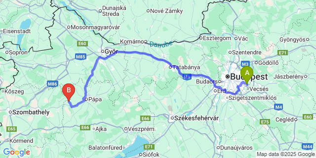Map: Budapest Airport (BUD), Ferihegy, Liszt Ferenc to Marcalgergelyi