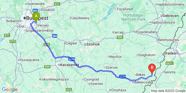 Map: Budapest Airport (BUD), Ferihegy, Liszt Ferenc to Méhkerék