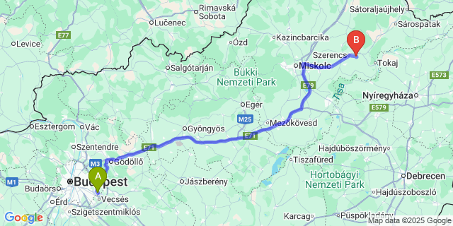 Map: Budapest Airport (BUD), Ferihegy, Liszt Ferenc to Mezőzombor