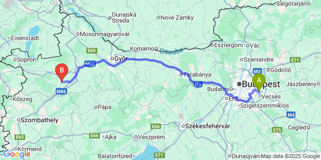 Map: Budapest Airport (BUD), Ferihegy, Liszt Ferenc to Mihályi