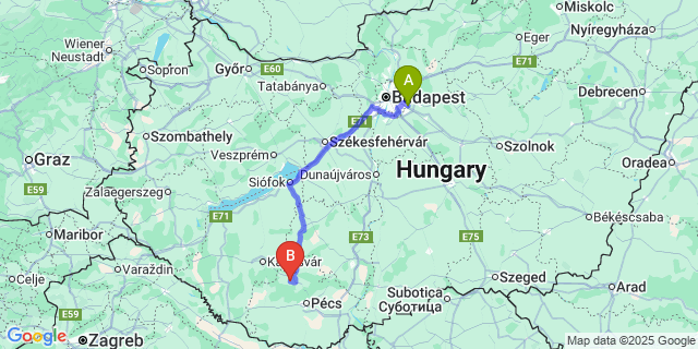 Map: Budapest Airport (BUD), Ferihegy, Liszt Ferenc to Mindszentgodisa